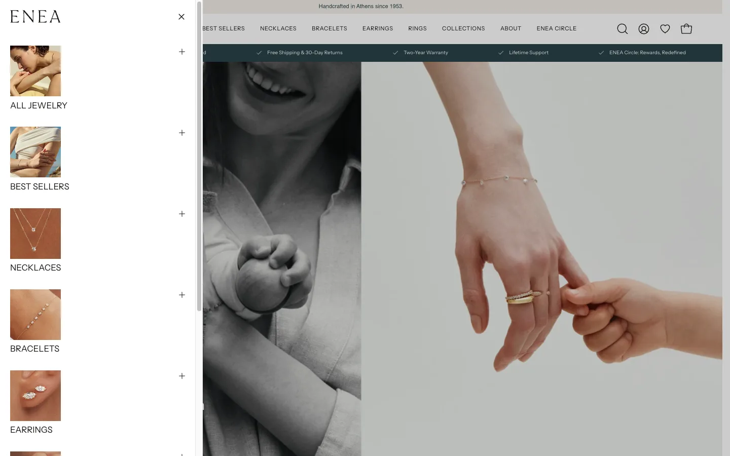 Enea Studio Shopify luxury fine jewelry homepage handcrafted in Athens since 1953 with Core Web Vitals passing green