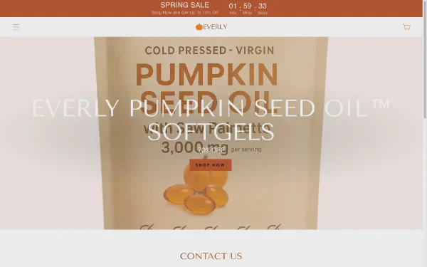 Everly Shopify supplements brand homepage with Loop Subscriptions and Markets currency conversion